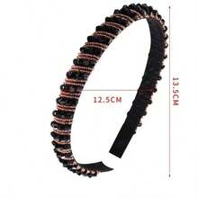 1KIT/2 Pieces Fashion Crystal Tiara And Colorful Hair Beads. - Preto E Branco - View 2
