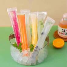 50/100pcs Disposable Transparent Ice Popsicle Bags DIY Ice Cream Pops Fruit Juice Smoothies Yogurt Mold Bag With Zipper Kids Ice Lolly Bag - Multicolor - View 5