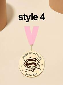 1pc Wooden Personalised Graduation Medals, Handmade Nursery And School Leavers Gifts, Personalised Nursery School Graduation Medals,Personalised Teacher Medal Gift Thank You Award School Hero Congratulations Best Teacher In The World - Red and Blue - View 37