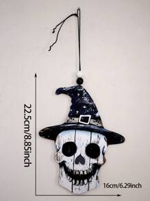 1Pc Halloween DIY Wooden Hanging Ornaments – Ghost, Skull & Witch Hat Cutouts With String For Spooky Wall, Door, Ceiling, Party, Haunted House Decor Home Decor Halloween Decor Fall Decor Room Decor