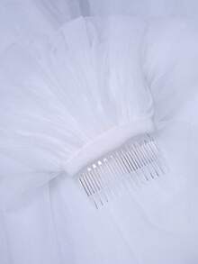 1 件双层简约新娘面纱，带缎面饰边，手工制作，适合婚礼，四季皆宜 - 白色 - 查看 4