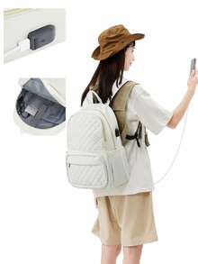 44*32*14 女士笔记本电脑背包，绗缝经典 14/15.6 英寸笔记本电脑包，带笔记本电脑隔层，适合工作旅行，防水轻便休闲背包学院书包，带 USB 充电端口，适合女性，时尚背包学校背包，适合女孩，多色可选