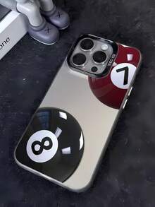 1 pièce Étui de protection pour téléphone, design graphique de billard, noir mat, anti-rayures et anti-traces de doigts. Compatible avec 16/16Pro/16Plus/15/15ProMax/15Pro/11/12/13/14ProMax/11Pro/11ProMax/12Pro/12ProMax/13Pro/13ProMax/14Pro/14ProMax. Texture premium créative. - Multicolore - Voir 1