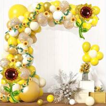102 Stücke Sonnenblumen Ballon Girlande Set - Leuchtend gelbe Blumen Bogen für Geburtstage, Hochzeiten, Bridal-Shower und mehr - Innen- und Außendekoration - Universelle Dekorationen für alle Jahreszeiten, Innen- und Außendekorationen, Fotostudios, Gartendekoration, Partydekoration und Handyzellen.