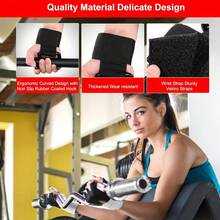 2件装举重钩握力杆辅助带，腕带式拉伸辅助器，适用于哑铃和杠铃硬拉辅助 - 黑色 - 查看 6