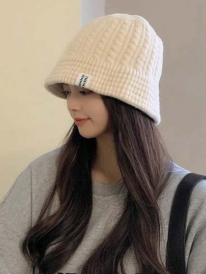 Unisex Casual Beanie Hat, Warm Knitted Hat With Ear Protection, Fashionable Letter Pattern, Suitable For Autumn And Winter
