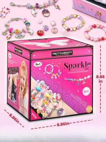 Perles pop, kit de création de bijoux - arts et artisanat pour les filles de 3 à 7 ans, jouets à perles à clipser - collier, bracelet, bague, set de création DIY