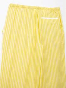 Pantalon jaune rayé à taille élastique, design polyvalent, sens de la mode européen et américain. Nouvelle arrivée printemps/été pour femmes DEEKA
