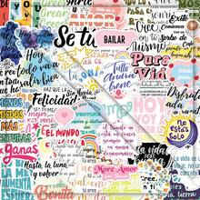 50 张西班牙励志涂鸦、极简主义字母装饰贴纸，适用于文具、剪贴簿、计划簿墙面装饰墙贴房间装饰墙贴趣味贴纸个性化贴纸剪贴簿用品 - 彩色 - 查看 4