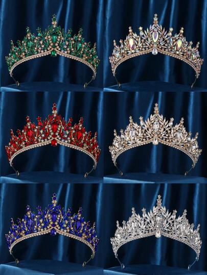 巴洛克风格奢华超大水晶水滴新娘头饰，优雅皇冠发饰，适合婚礼、生日、派对、女士