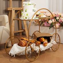 Giant Carriage Cake Stand, Large Size 35 Inch Wheel To Wheel, 27.5 Inch Tall, Beautiful Pumpkin Centerpiece, Wedding Decorations For Kitchen Accessories,Graduation Season, Valentine's Day, Spring And Summer - 金色 - 查看 2