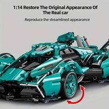 [赛车积木] 超级赛车模型 MOC 积木套装，高难度赛车模型，适用于客厅、餐厅、书房装饰，理想的圣诞节生日礼物，万圣节、感恩节，ABS 材质，车辆主题