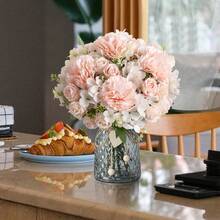 1/3PCS Artificial Flowers Silk Tea Roses Bouquet Chrysanthemum Plastics Plants Bridal Bouquet Valentine's Day Fake Plants Wedding Decoration DIY Wreath Material, Bride Holding Wrist Flower Decoration Accessories, Wedding Car Decoration, Lintel Arch Decoration, Home, Dining Room, Bedroom, Vase Decoration, Birthday Party Decoration Materials New Year Gifts,Fall Decor,Autumn - Champagne - View 4