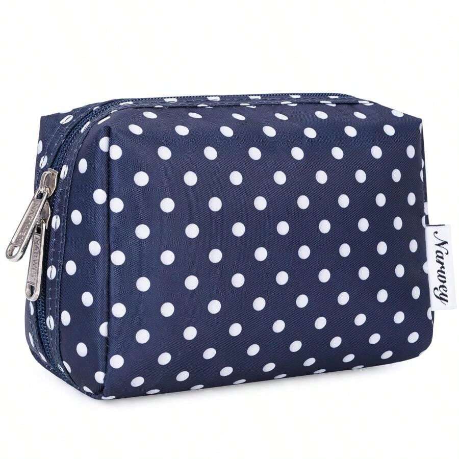 Narwey Cute Makeup Bag Travel Cosmetic Bag Organizer Toiletry Bag Make Up Bags With Compartments For Women Girls (Large, Polka Dot) - Polka Dot - View 1