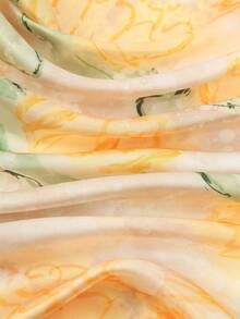 1条简约印花70*70厘米方巾，新款时尚头巾，用途广泛，可作腰带、发饰、领巾等搭配连衣裙使用。 - 黃色 - 查看 4