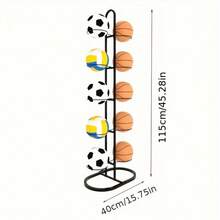 6/8/10 Tier Black Metal Sports Ball Organizer Rack - Multi-Layer Basketball, Volleyball, Football Storage Rack, Home & Garage Sports Equipment Holder To Save Space