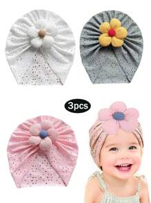 1 Cappellino carino per bambini in stile europeo e americano per primavera ed estate, cappello morbido e sottile con fiori e lavorazioni traforate, cappellino per bambini