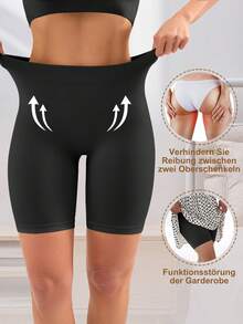 3pcs/Pack Women's Comfortable Seamless Smooth Lining Shorts, Suitable To Wear With Dresses - Black - View 2