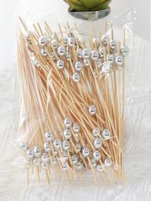 100 件/套一次性竹水果串，适用于汉堡、甜点、寿司、开胃菜、鸡尾酒、创意装饰