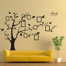 4 pièces/set Autocollants muraux de photo d'arbre noir, décoration pour la chambre à coucher, le salon