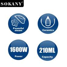 SOKANY SOKANY 11041 Household Multifunctional Electric Iron, Steam Iron, Clothing Wrinkle Remover, 1600w High Power, Fast Heating, 210ML Large Capacity, Multi-Speed Temperature Control, Free Switching.Set The LED Display Light.Ceramic Soleplate, Easy To Iron Small Places Such As Collars And Buttons.Suitable For Families, A Home Helper Designed For Business People