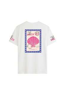 Women's Summer Shell Stamps Graphic Round Neck Short Sleeved T Shirt, Casual Loose And Versatile Holiday Style Tops,Fashionable Summer Suitable For Daily Holiday Wear - White - View 3