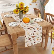 Autumn Season Table Runner, Fall Leaves Pumpkin Flower Family Kitchen Dining Table Decor, Thanksgiving Harvest Festival Decoration And Home Accessories