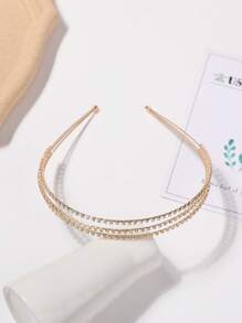 1pc Korean Style 3-Layer Crystal-Embellished Headband Hairband, Delicate Crystal Hair Hoop