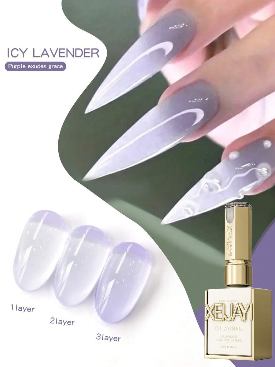 XEIJAYI 15ML 冰紫色凝胶指甲油，UV LED 浸染指甲油，假日 DIY 美甲设计，适合春夏美甲