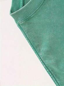 230g Washed, Strawberry Jam Printed T-Shirt, High-Quality Wax Printed Cotton Retro Fashion Brand T-Shirt, Men's T-Shirt, Beach Essential, Summer T-Shirt, Holiday Gift, Perfect Gift - 草綠色 - 查看 4