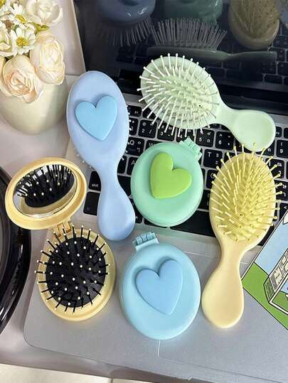 1新款卡通折叠气囊梳迷你梳子宿舍旅行按摩梳美发镜面梳一体式气垫折叠梳可爱气垫梳便携按摩梳个人家用四季折叠镜面梳小巧便携迷你气垫梳男女气垫梳按摩梳镜面梳一体式镜面梳适合旅行、外出、居家携带，随时使用