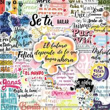 50 张西班牙励志涂鸦、极简主义字母装饰贴纸，适用于文具、剪贴簿、计划簿墙面装饰墙贴房间装饰墙贴趣味贴纸个性化贴纸剪贴簿用品 - 彩色 - 查看 2