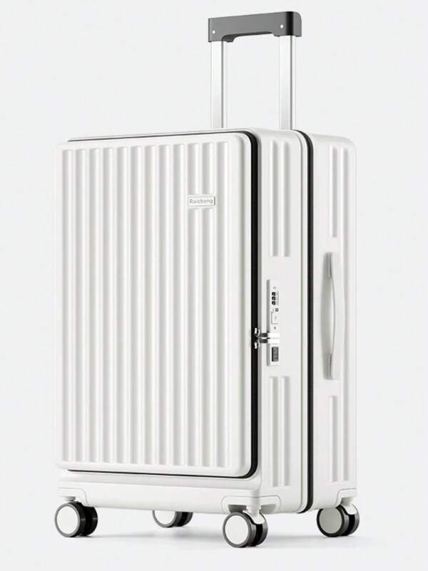 1pc 20 Inch Front Opening Spinner Suitcase, Durable Large Capacity Luggage With Laptop Compartment, 360 Degree Wheels And TSA Lock, Suitable For Business Trip, Unisex, Travel Gift Bag For School School Accessories School Stuff