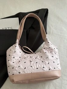 优雅时尚蝴蝶结装饰女士单肩包，适合购物、手提包、逛街、年轻女性、大学生、新人、白领。非常适合办公室、大学、工作、商务、通勤、户外活动、旅行和短途旅行。