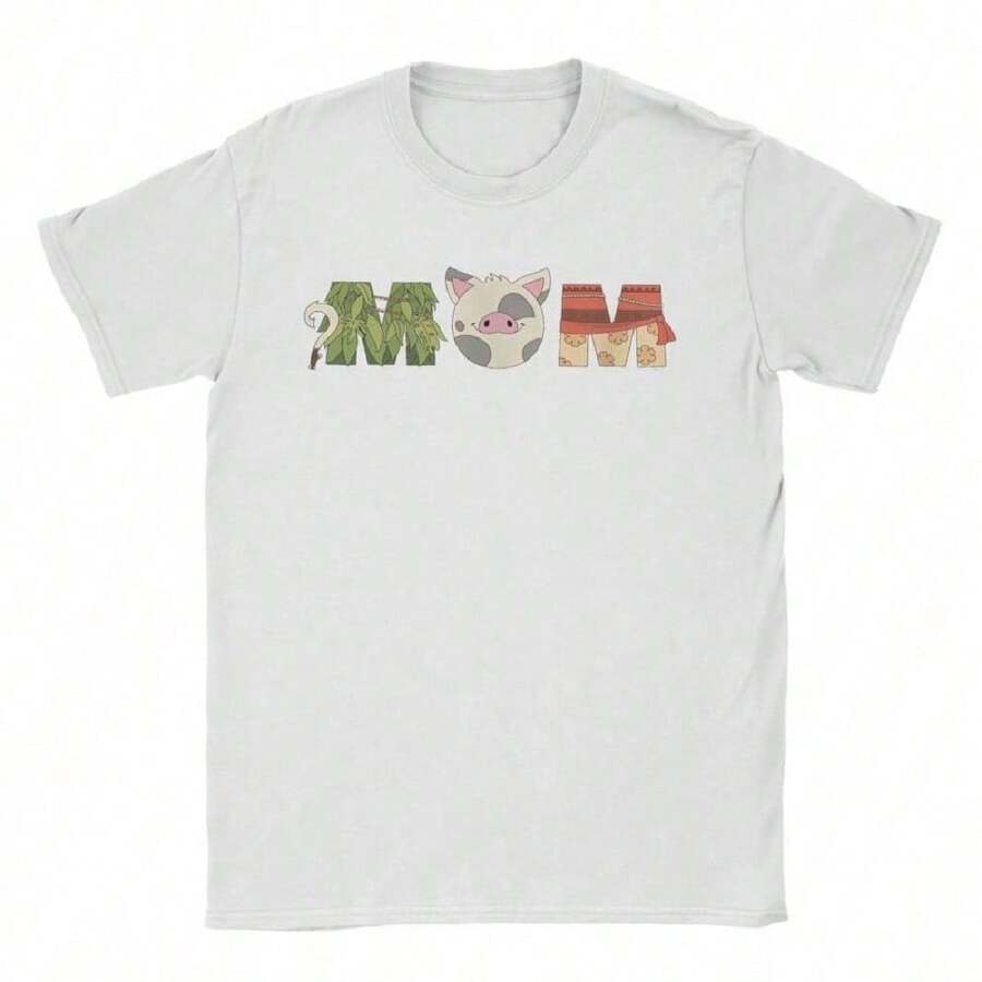 Brand For Women MoanaS Letters PuaS Maui Mother's Day T Shirt Unisex  100 Cotton T-Shirts Short Sleeve Tops - 白色 - 查看 1