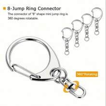 10/20/30/50pcs Silvery C-Shaped Metal Keychain Links With D Hook & Lobster Clasp - Zinc Alloy Jewelry Connectors, Chain Link, Connection Tool