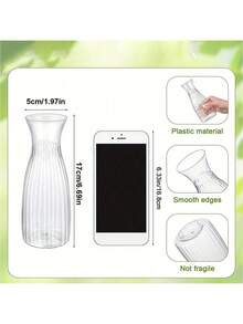 4pcs Plastic Striped Vase Small Transparent Container For Flowers, Highly Shatterproof, Can Be Used For Wedding, Party, Home Table Decoration, Formal Dinner Table Decoration, Windowsill Decoration Flower Arrangement Container - Clear - View 8