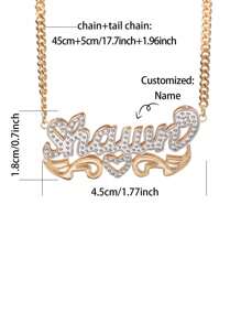 1PC Customized Heart-Shaped Lace Double-Layer Two-Tone Car Flower Name Necklace, Perfect For Father's Day, Mother's Day, Valentine's Day, Birthday, Anniversary, Christmas, Graduation, Or As A High-End Gift For Family, Friends And Classmates.