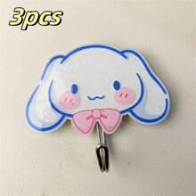 Sanrio Sanrio Cute Cartoon Sticky Hooks Featuring Characters Like Hello Kitty, Cinnamoroll, Kuromi, My Melody, And Pompom Purin, No-Drill Daily Home Decor Hooks, Perfect For Hanging Bath Towels, Hand Towels, Bags, Kitchen Tools, And Key Storage, Suitable For Living Room, Kitchen, Bathroom, Bedroom, Office Accessories