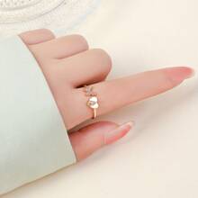 TUANZISP 1pc Elegant Copper Butterfly Heart Letter Ring, Adjustable Personalized Initial A-Z Rings, Fashionable & Casual Jewelry Gift For Women