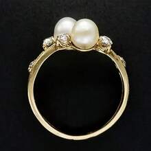 Vintage Elegant Palace Style Women's Ring With Imitation Imitation Pearl & Accents, Golden-Tone Metal Jewelry For Weddings, Valentine's Gifts, Year-Round Wear, Wedding Accessory, Sophisticated Jewelry, Luxurious Appearance - 彩色 - 查看 6