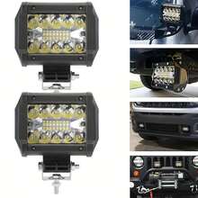 2 Pieces 4 Inch 20 LED Car External Three-Eye Auxiliary Light Bar, 12V, High Brightness Plastic Shell, Auto Parts For Men, Trucks, Motorcycles, RVs - Black - View 4