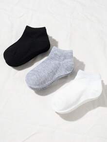 10/20/30 Pairs Kids Spring/Summer Solid Color Breathable Comfortable Sport Ankle Socks - Multicolor - View 3