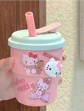 Sanrio 1 pièce Tasse à paille portable et mignonne DIY, avec des pailles autocollantes adorables. Gourde isotherme d'une grande capacité avec des pailles autocollantes mignonnes. Convient pour le travail, la lecture, l'usage familial. Un excellent cadeau pour la rentrée scolaire et les vacances.