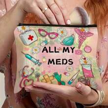 All My Meds Canvas Storage Bag - Portable, Colorful Design For Medicines, Cosmetics & Travel Essentials - Ideal Gift For Friends & Family, Personal Care Organizer | Playful Design | Colorful Canvas, Medicine Storage Ba,Christmas Gift