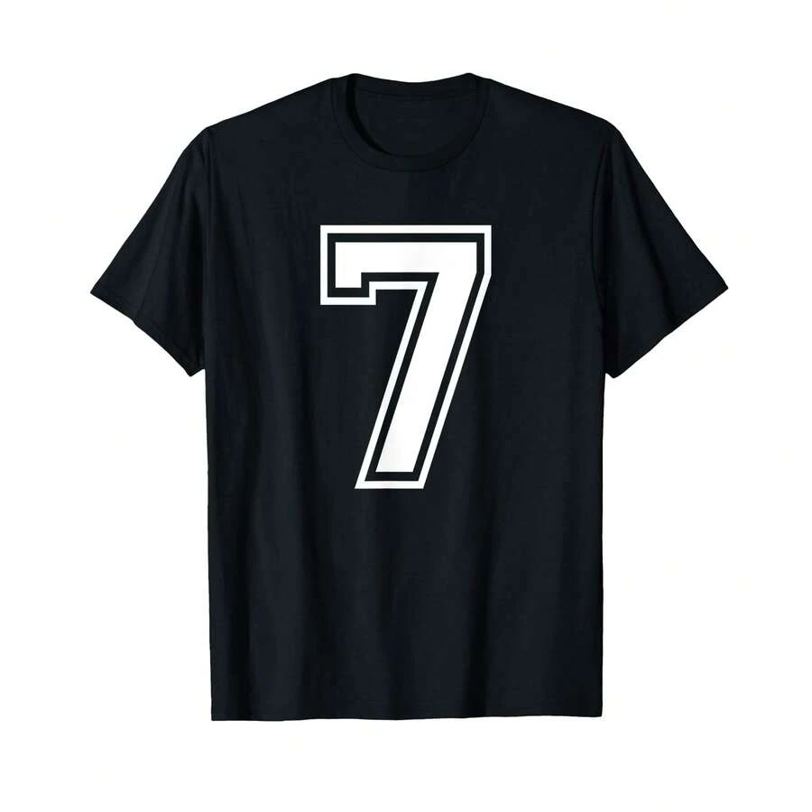 Number 7 Birthday Gift Sports Player Team Numbered Jersey T-Shirt# TR Gifts For Boyfriend - Black - View 1