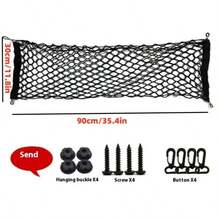 1pc Car Trunk Storage Net Bag, Luggage Organizer Net Pouch For Vehicle Rear Cargo Holder For Women Storage Organizer Travel Essentials Back To School Dormitory Storage - Black - View 9