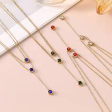 Minimalist Double Layer Necklace For Women, Vintage Zirconia Pendant Clavicle Chain, Lightweight Elegant Titanium Steel Multistrand Necklace, Fashion Versatile Sweater Chain With Cross Charm