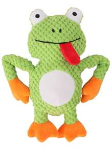 Juguetes para mascotas, muñeco de trapo para masticar y rana interactiva de peluche con forma de rana, resistente a mordiscos y con chillido