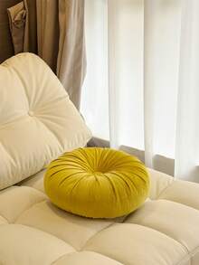 Hand-Sewn Velvet Round Craft Pillow (With Core) - Yellow - View 3